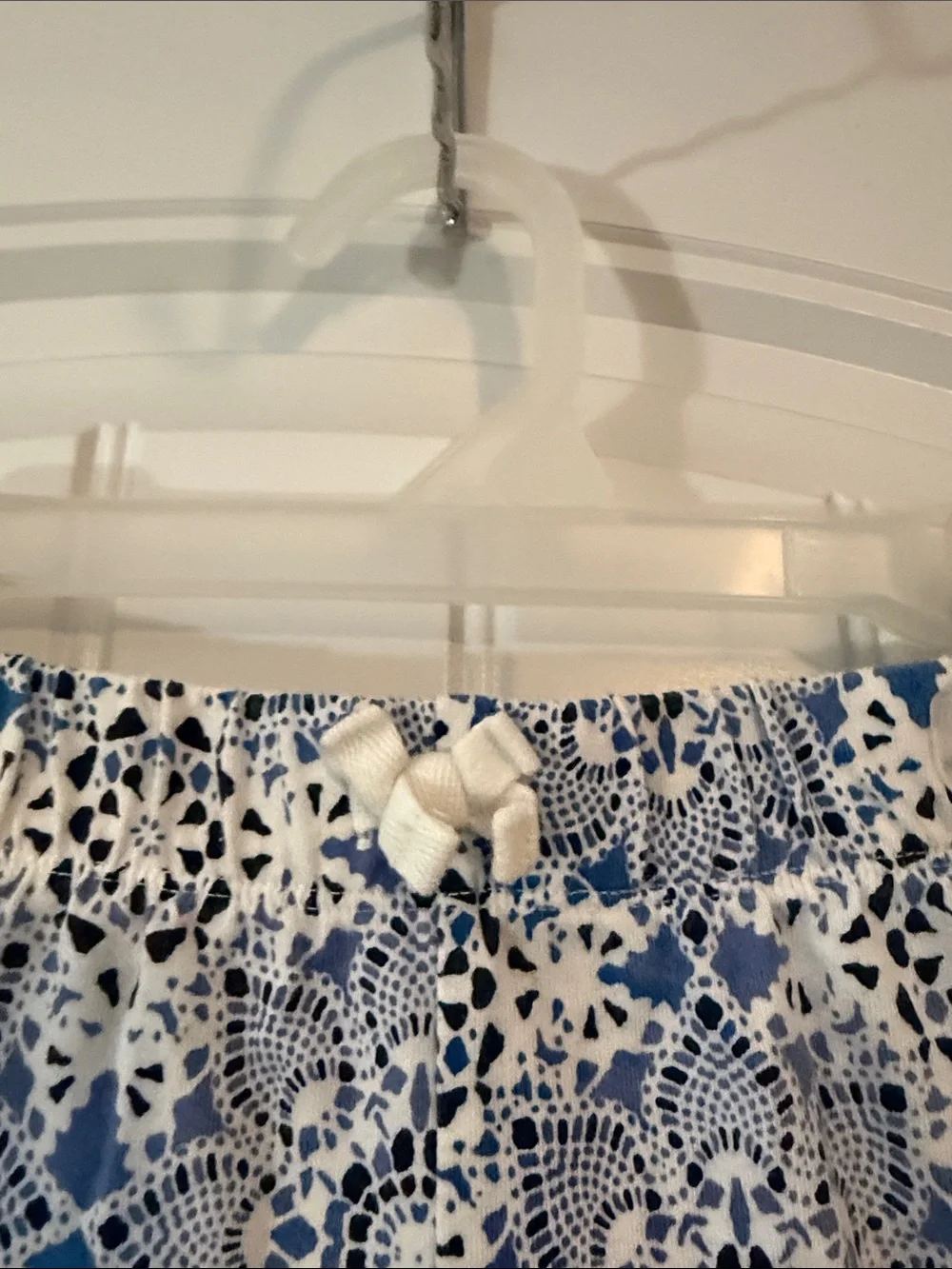 Gently worn Blue and White Lace-Print Shorts (2)